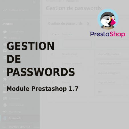 Manage passwords - Module gratuit Prestahop 1.7