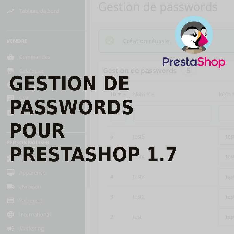 Gestion des passwords pour Prestashop 1.7
